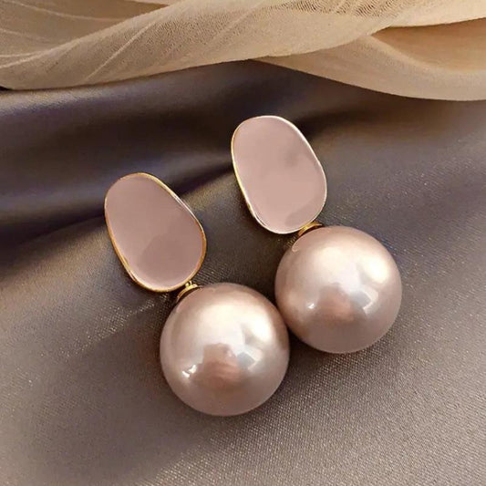 Elegant Big Faux Pearl Dangle Earrings Temperament Alloy Ear Jewelry Female Decor Gift