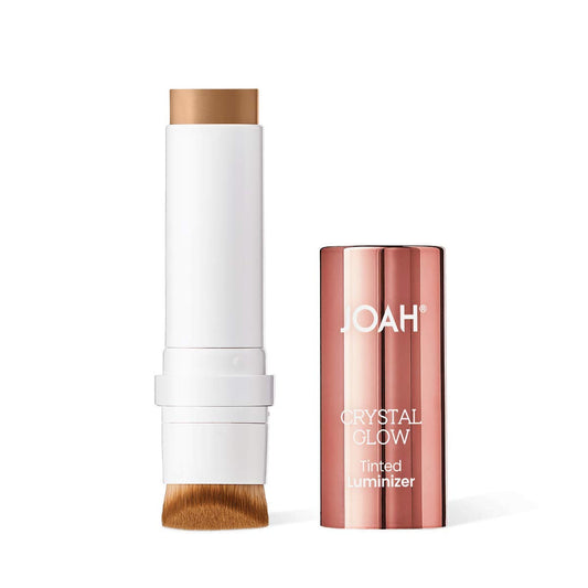 Highlighter Stick, Crystal Glow Tinted Luminizer Contour Makeup, Crystalide Peptide for Clearer, Smoother Looking Skin, Built-In Detachable Brush, Honey