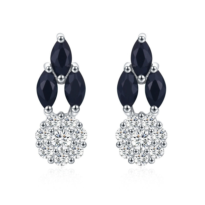 Full Diamond Round Zircon Copper-plated Earrings