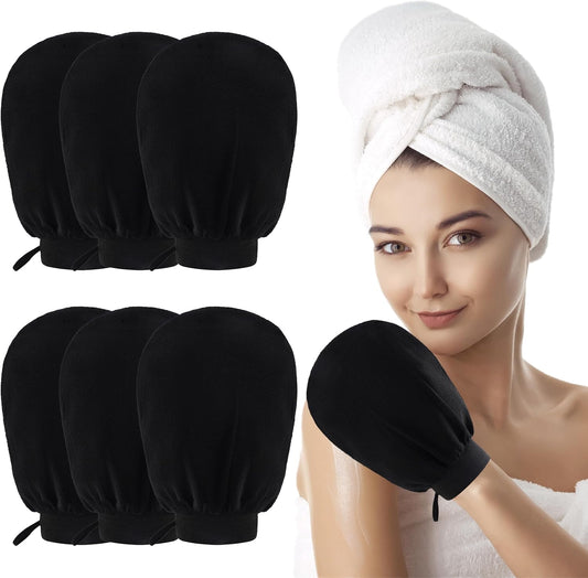 6 Pcs Exfoliating Gloves for Shower, Korean Exfoliating Mitts That Visibly Lift Away Dead Skin, Deep Exfoliating Gloves Skincare Set, Viscose Fiber Shower Gloves for Women and Men