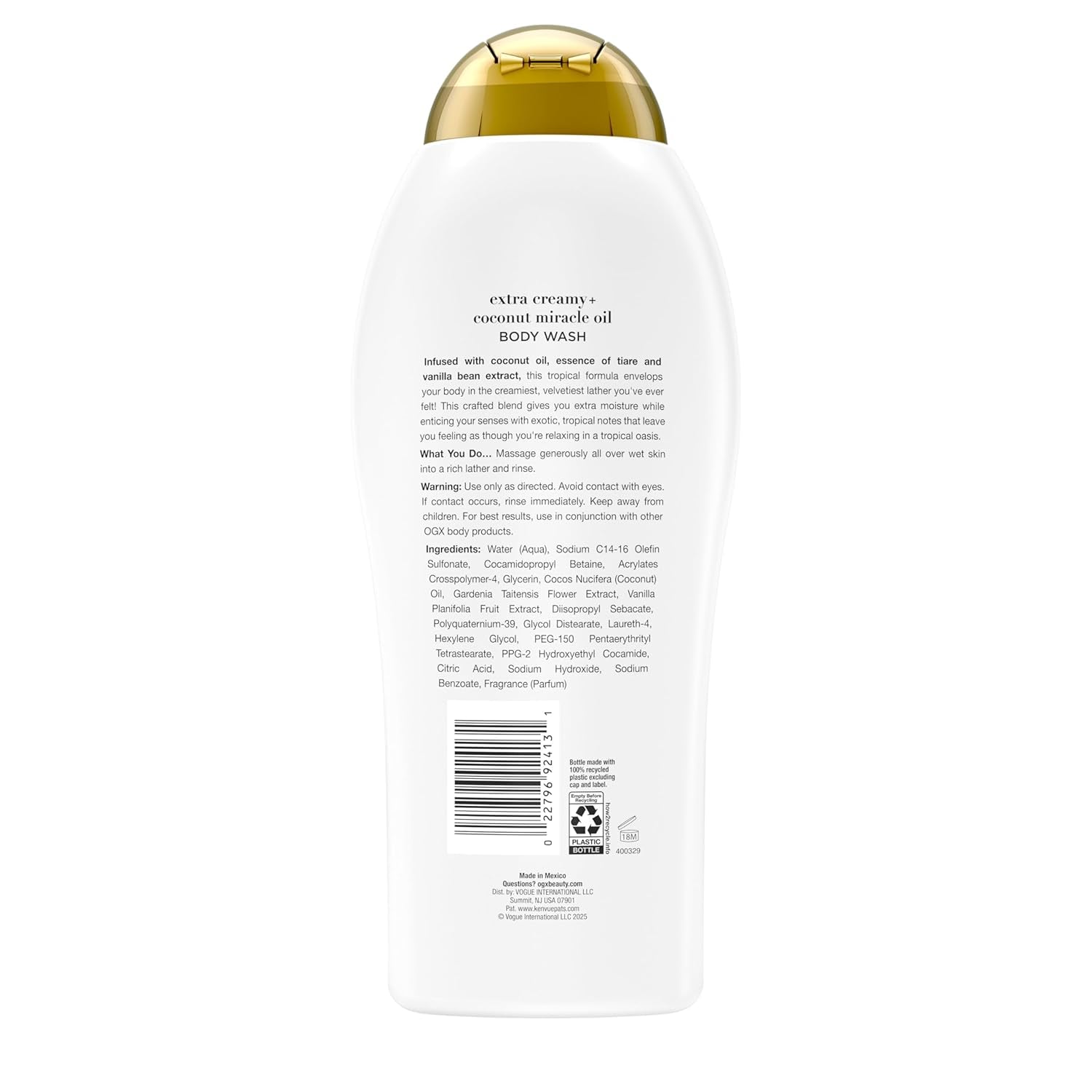 Extra Creamy + Coconut Miracle Oil Ultra Moisture Body Wash, 19.5 Fl Oz