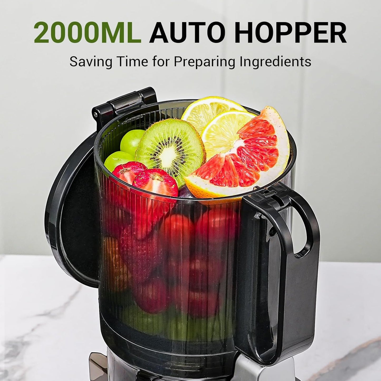 Juicer Machines,  5.3-Inch Self-Feeding Masticating Juicer Fit Whole Fruits & Vegetables, Cold Press Electric Juicer Machines with High Juice Yield, Easy Cleaning, BPA Free, 250W-Silver