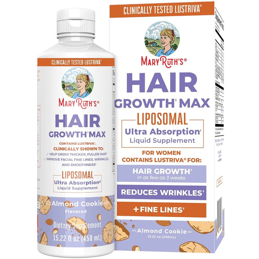 Hair Regrowth Max Liposomal Multivitamin Supplement Skin Health Almond Cookie Flavor Adults Lustriva 15.22 Fl Oz